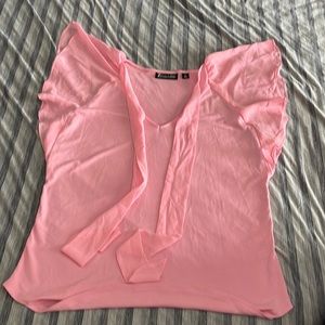 Pink blouse with see through sleeves